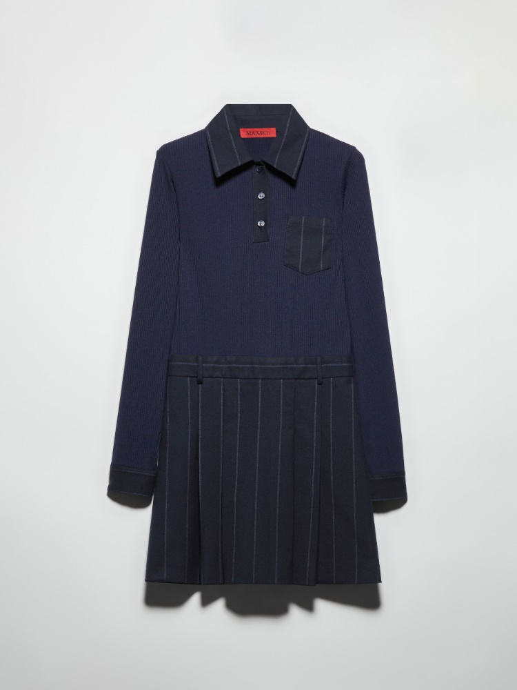 Knitted and flannel mini dress - NAVY - MAX&Co.
