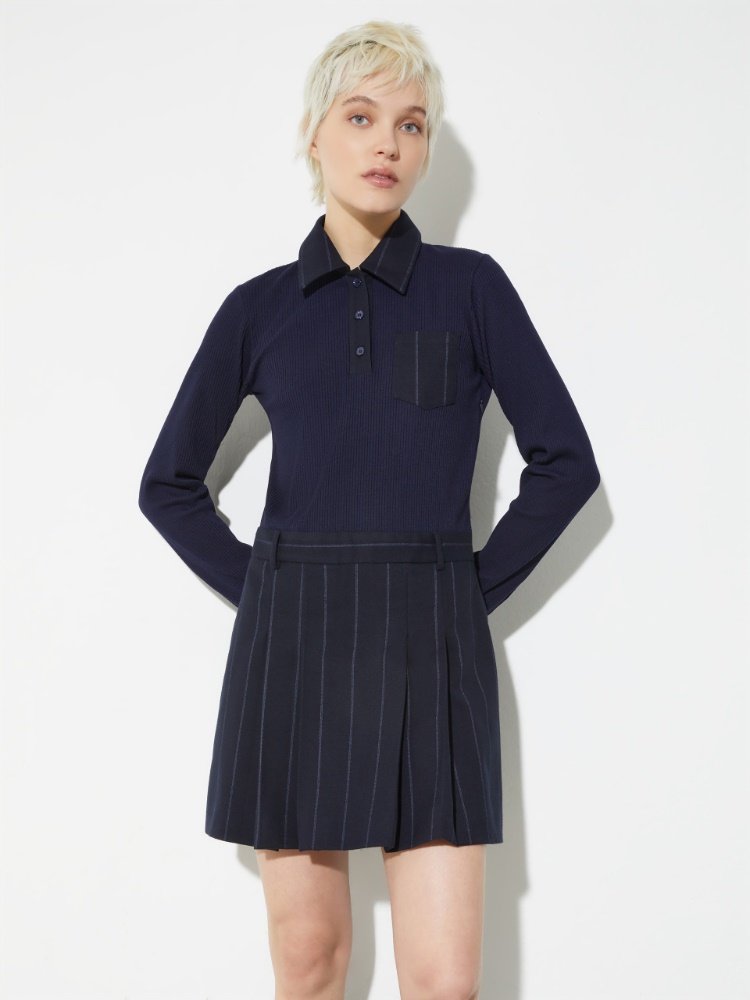 Knitted and flannel mini dress - NAVY - MAX&Co.