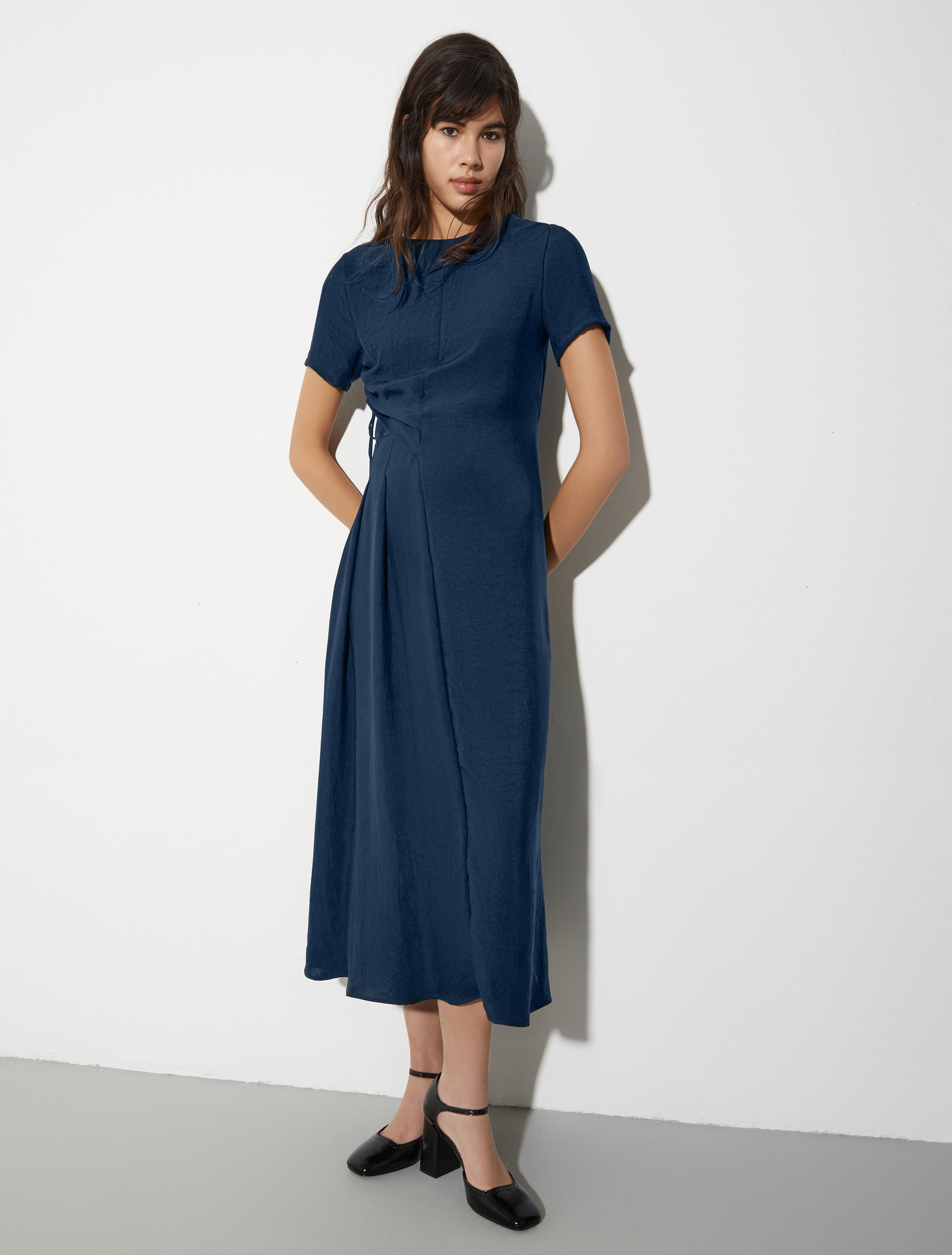 Crinkle twill dress, navy | MAX&Co. Crinkle twill dress - NAVY - MAX&Co.