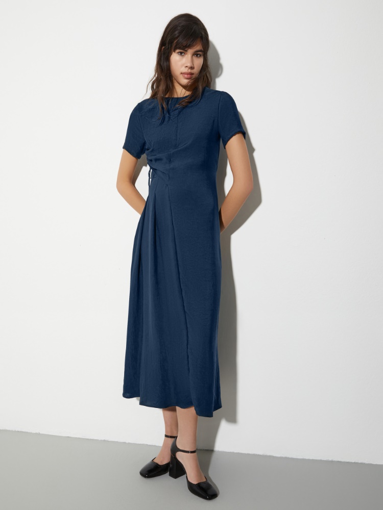 Crinkle-effect twill midi dress - MAX&Co.