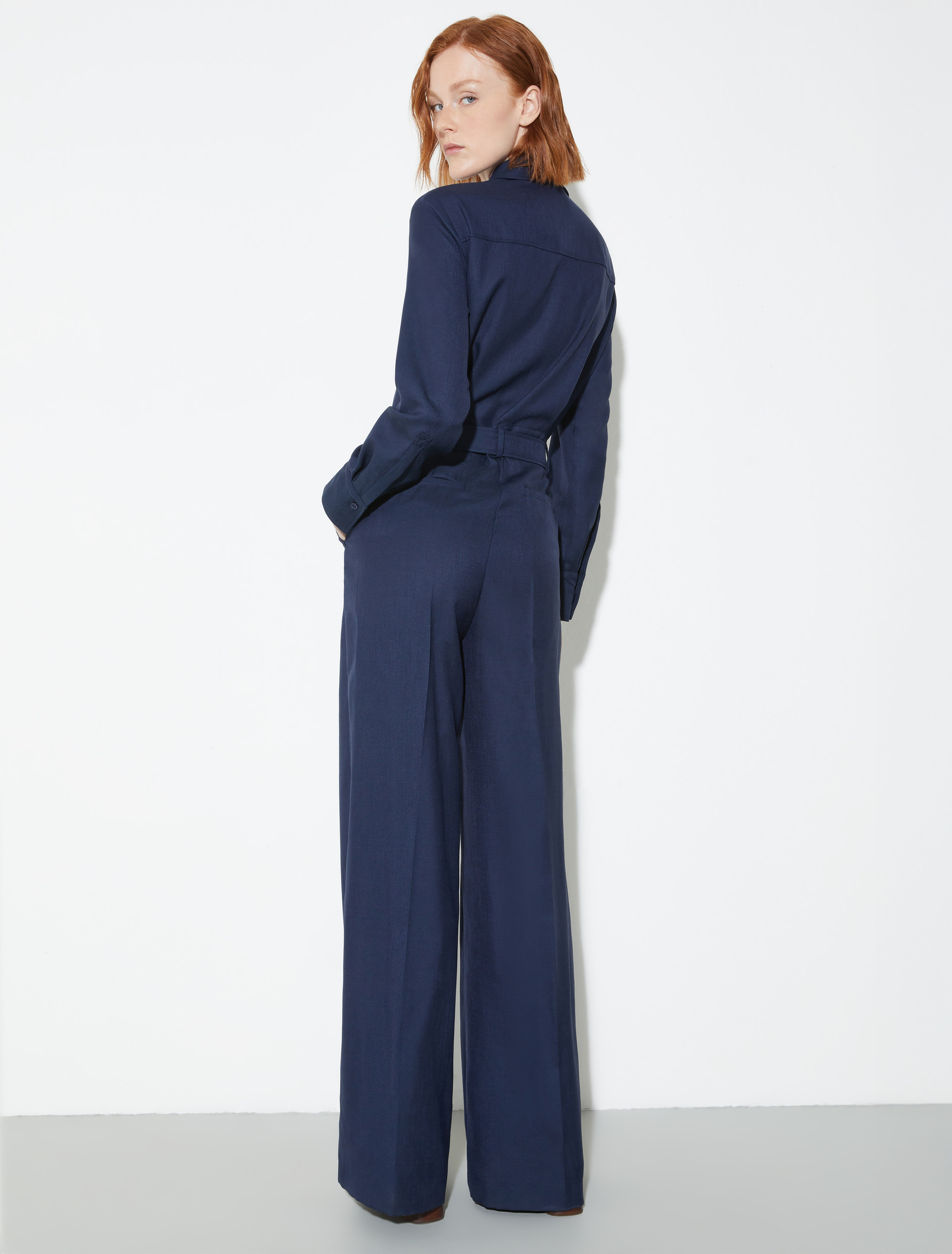 Slubby wool-blend twill jumpsuit - NAVY - MAX&Co. - 2