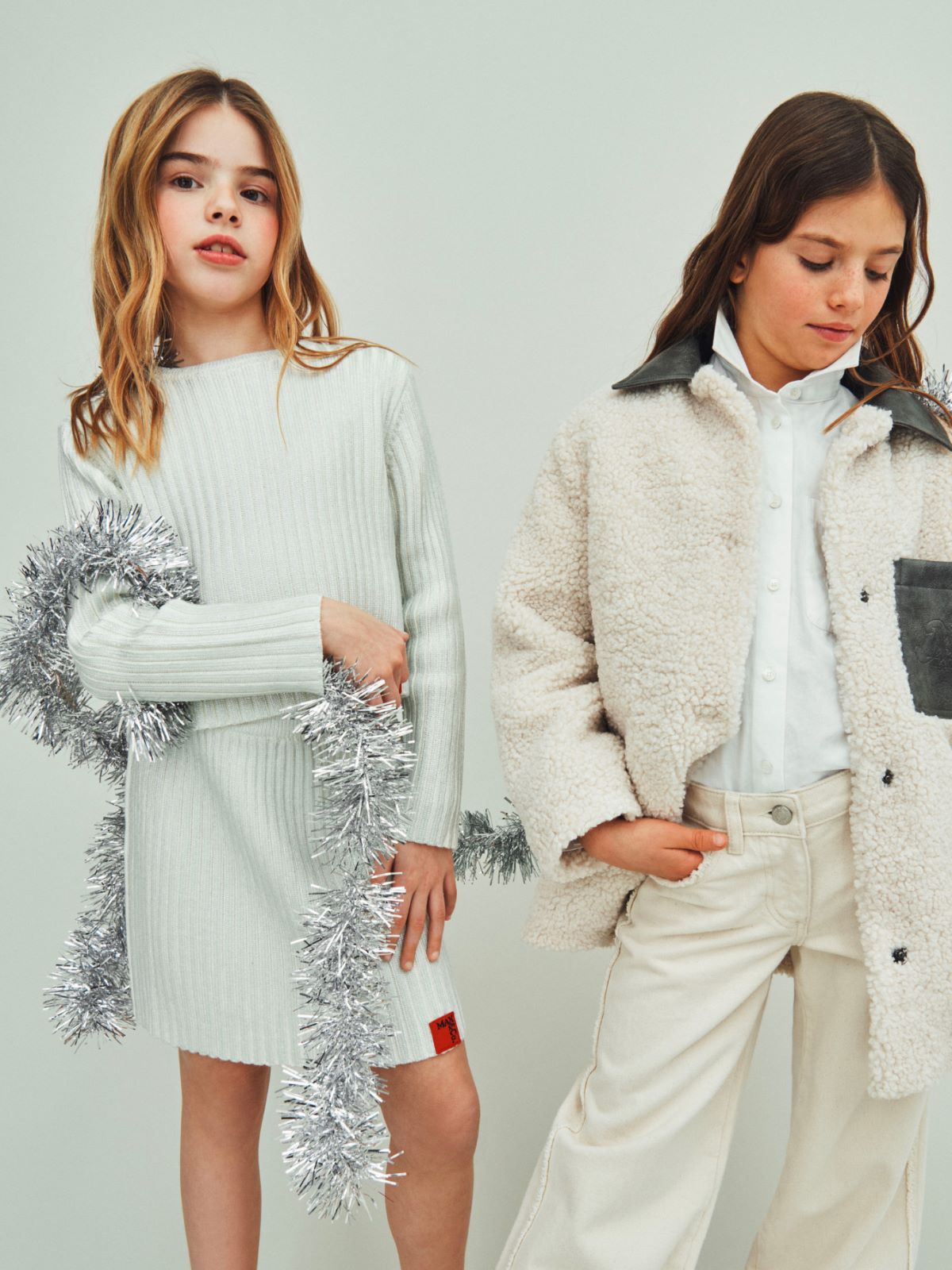 Mylar ribbed knit short skirt KID - SILVER - MAX&Co. - 4