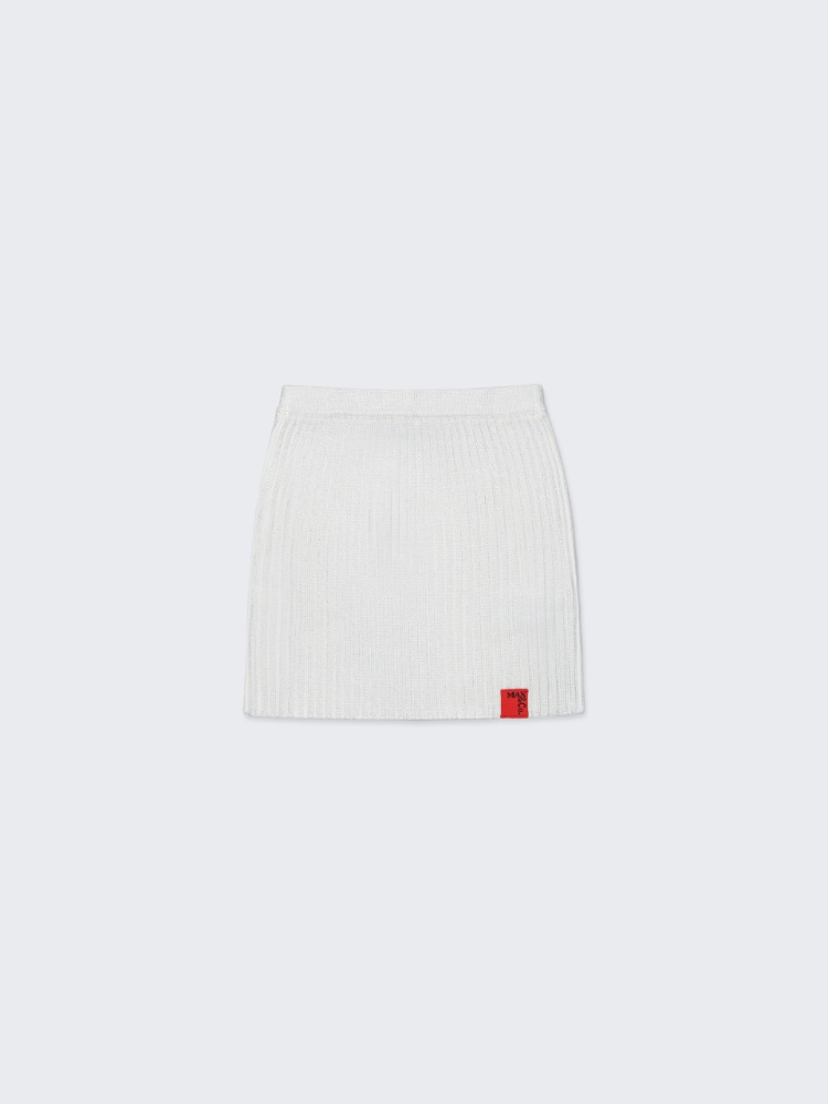Mylar ribbed knit short skirt KID - SILVER - MAX&Co.
