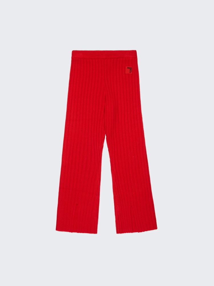 Ribbed wool blend knit pants KID - RED - MAX&Co.