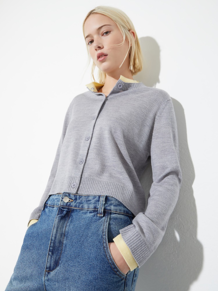 Pure merino wool cardigan - MELANGE GREY - MAX&Co.
