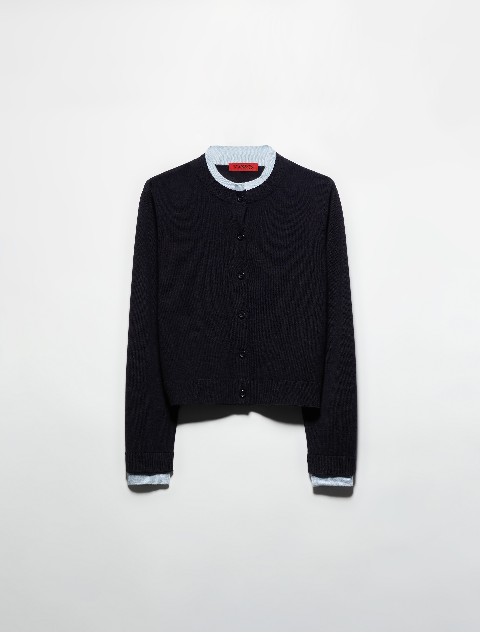 [フォーチェ]  ピュア メリノウール カーディガン - NAVY - MAX&Co.