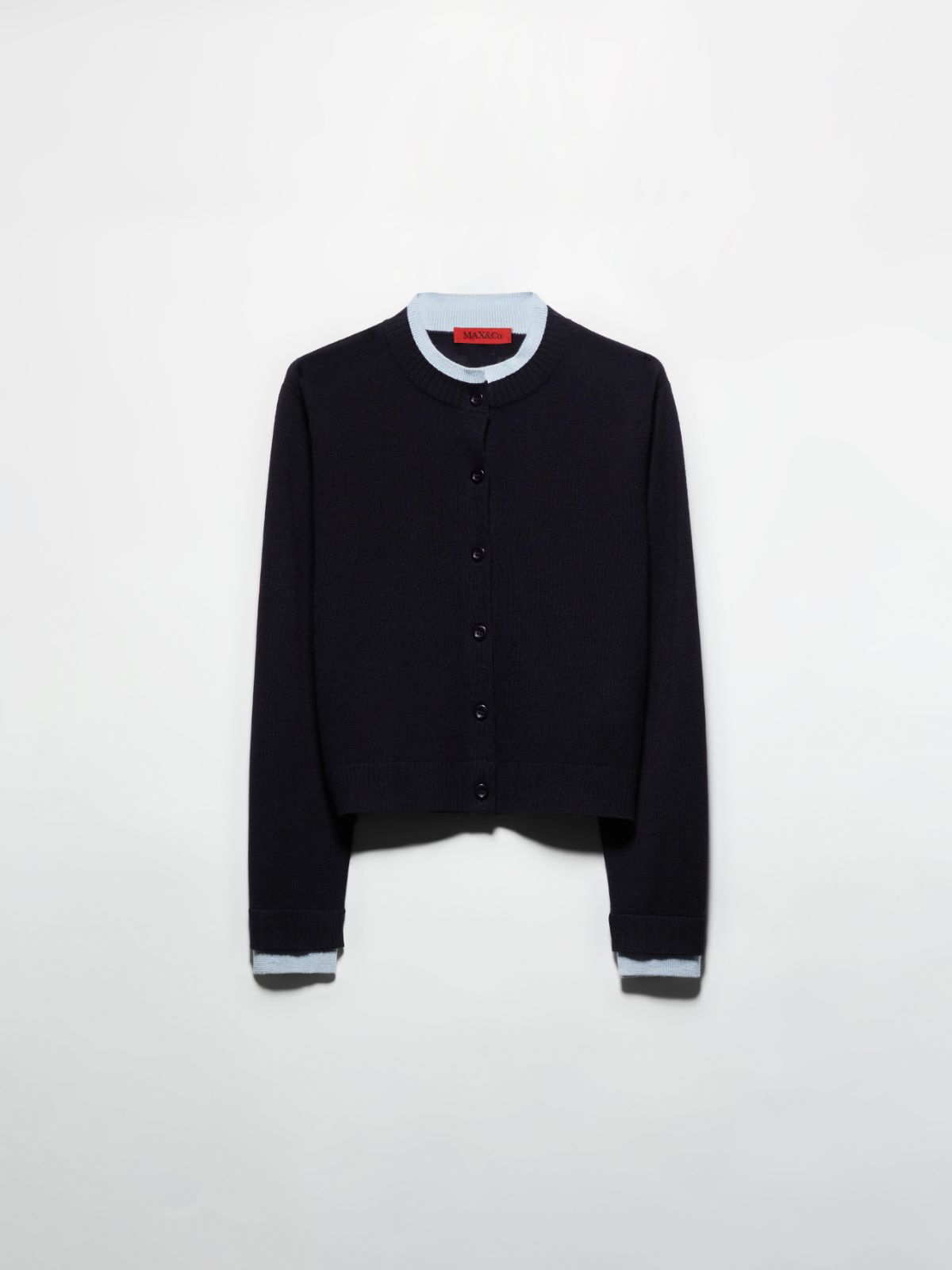 [フォーチェ]  ピュア メリノウール カーディガン - NAVY - MAX&Co.