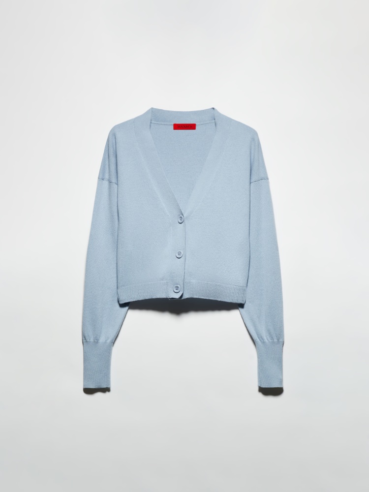 Cotton and cashmere cardigan - LIGHT BLUE - MAX&Co.