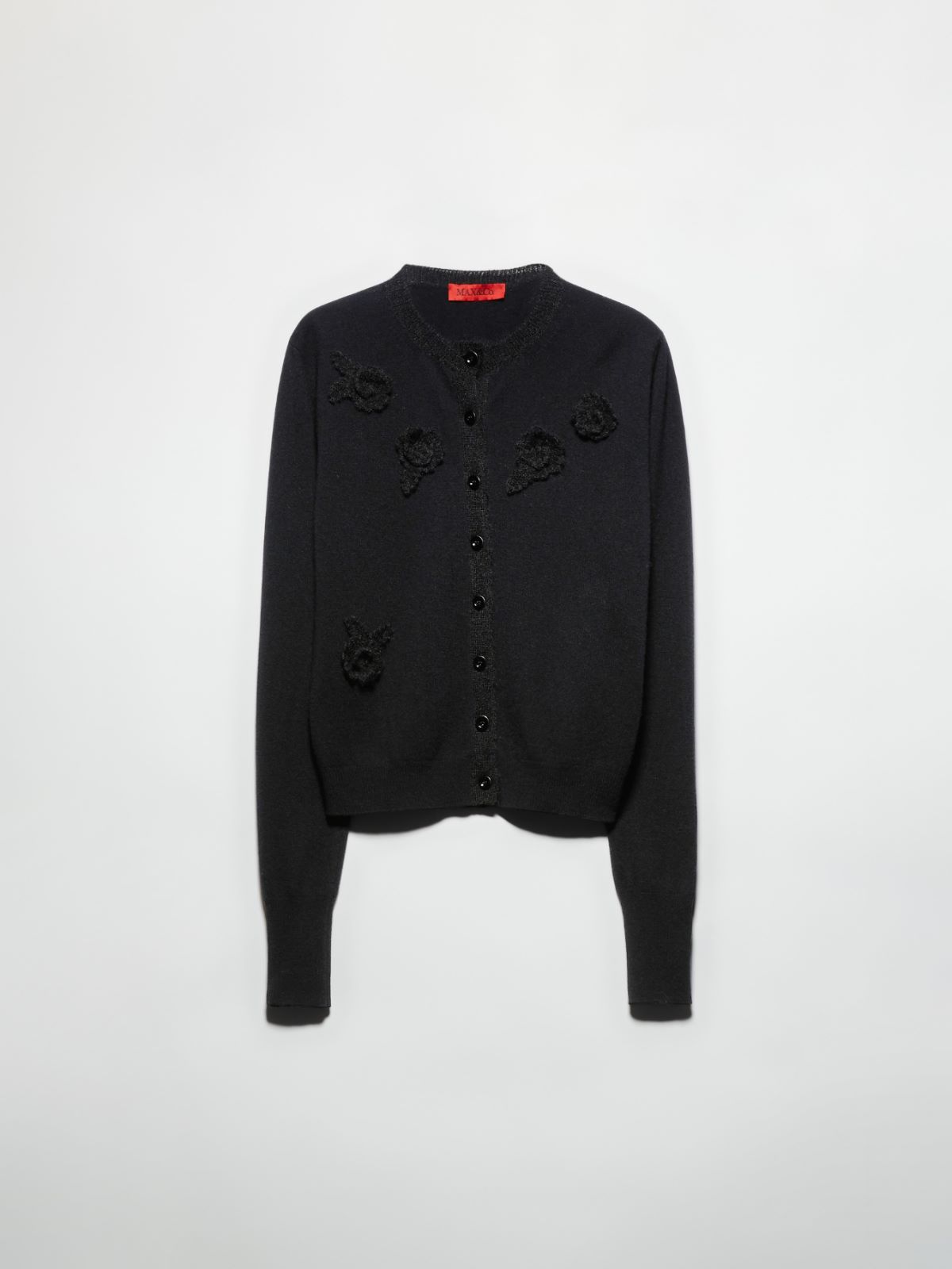 Cardigan con appliqué floreali - NERO - MAX&Co. - 5