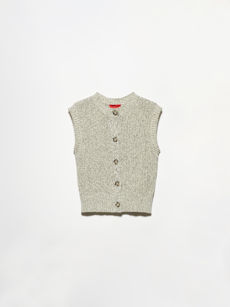 Cardigan sans manches en maille de coton - LAIT - MAX&Co.