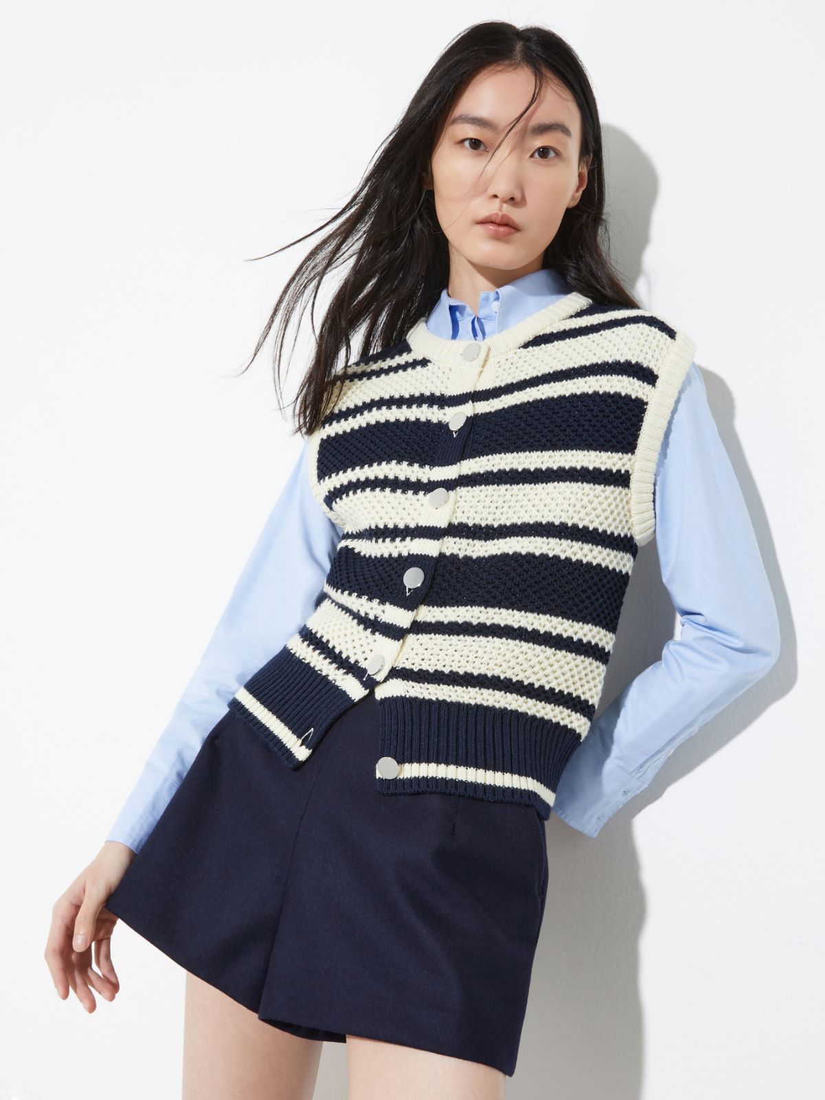 Striped knitted gilet - MILK - MAX&Co.