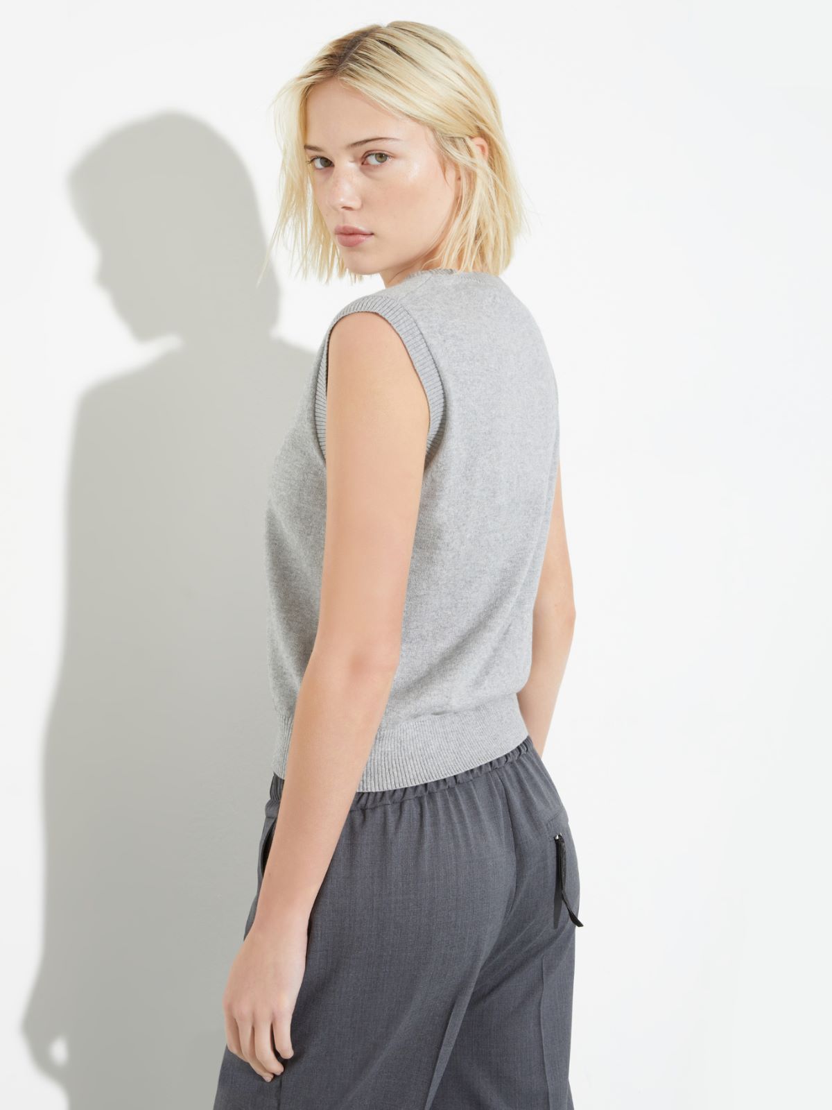 [メリス]  コットン カシミヤ ジレ - MELANGE GREY - MAX&Co. - 2