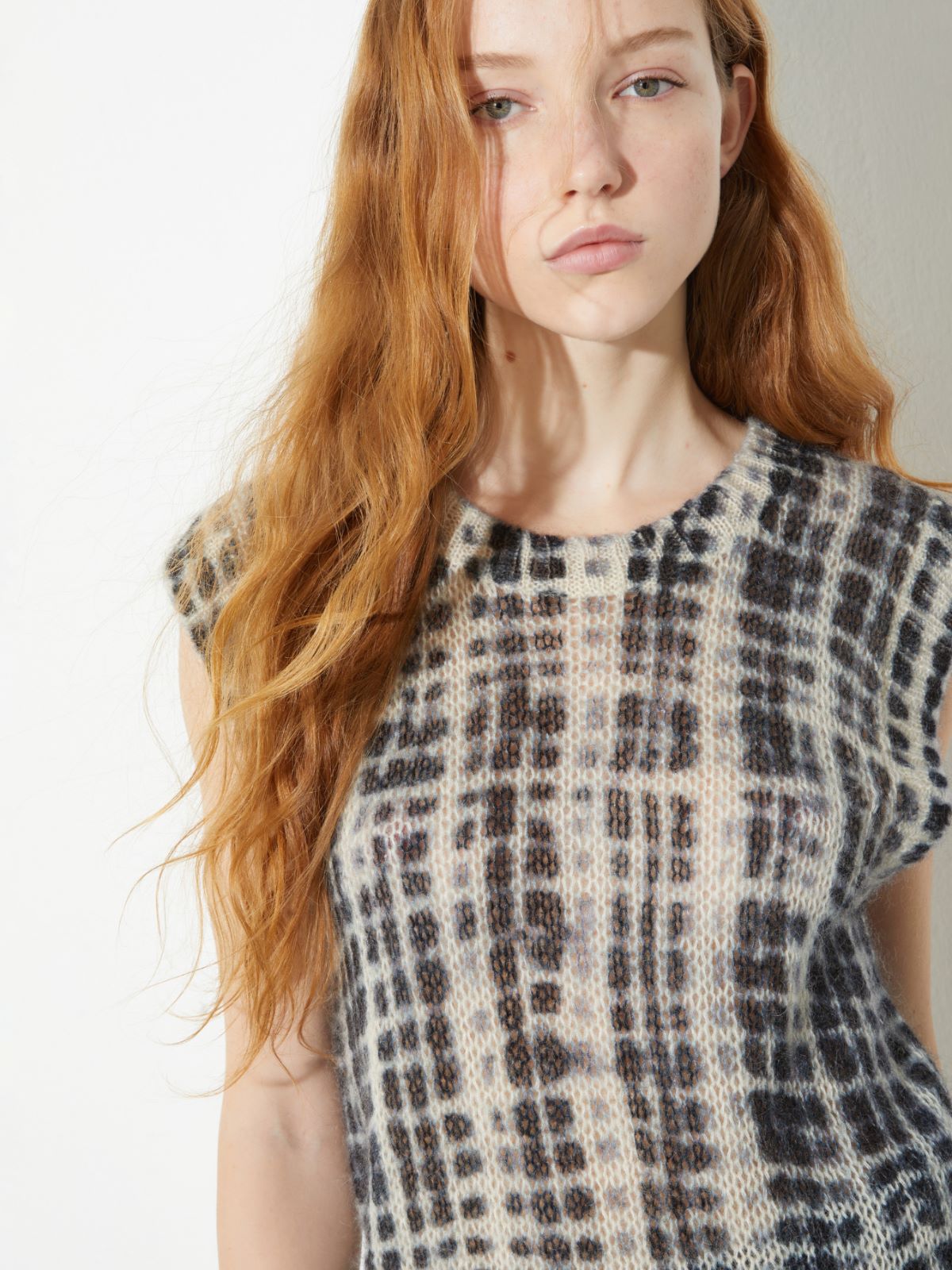 Checked mohair-blend gilet - WHITE BLACK - MAX&Co. - 3