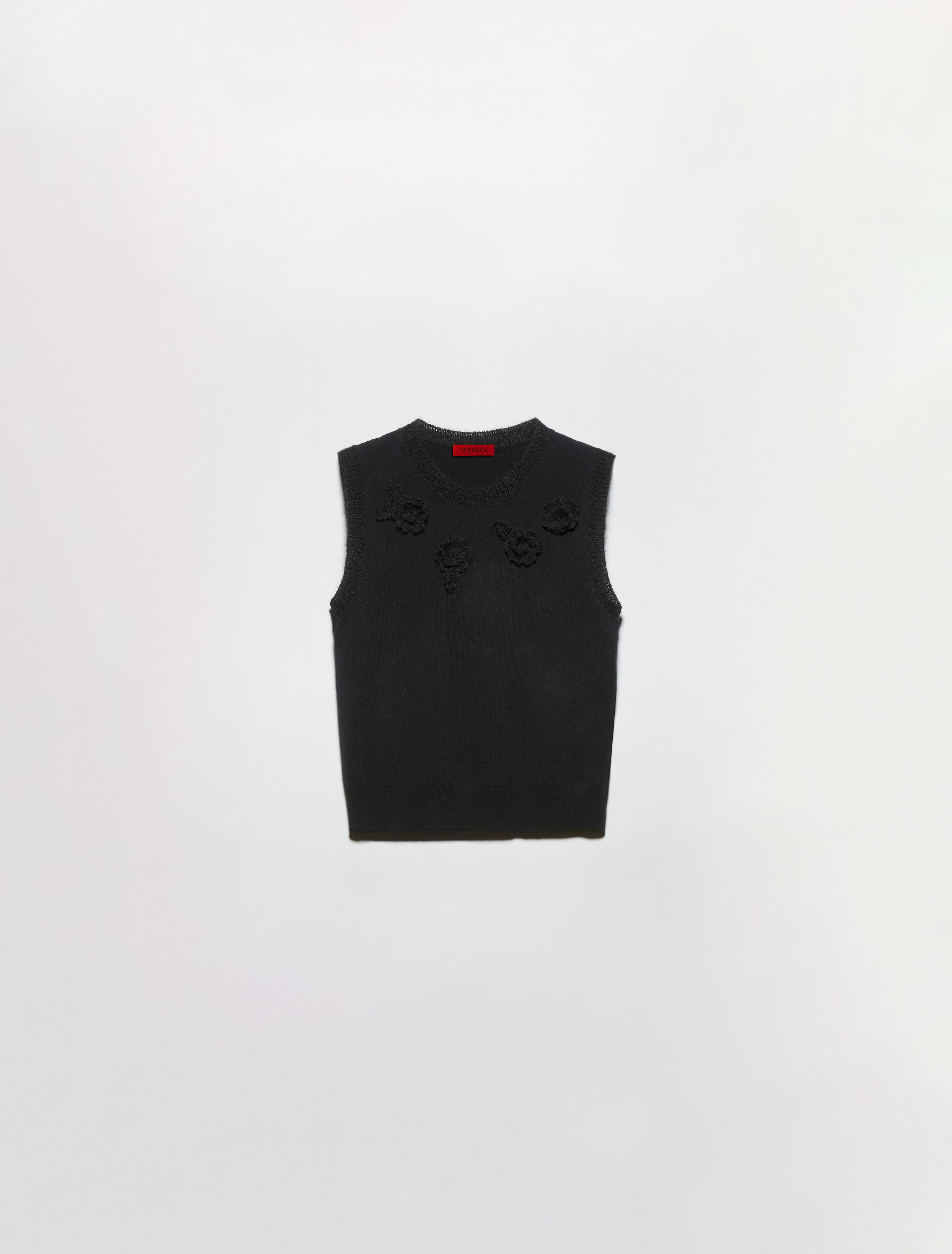 Floral-appliqué sleeveless gilet, black | MAX&Co. Floral-appliqué sleeveless gilet - BLACK - MAX&Co. - 5