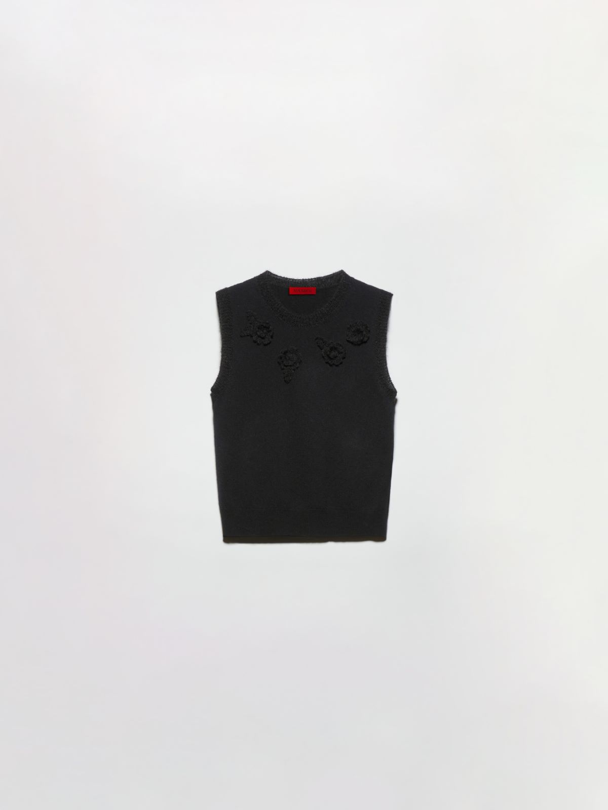 Floral-appliqué sleeveless gilet - BLACK - MAX&Co. - 5