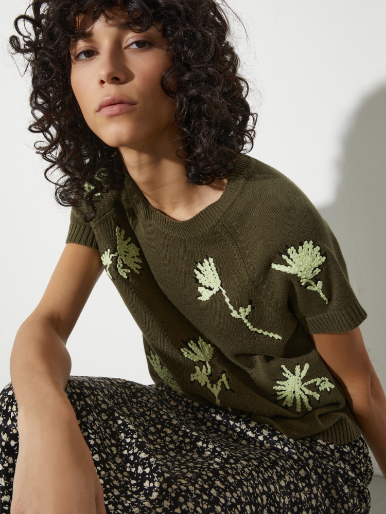Strick-T-Shirt mit Blumenstickerei - MAX&Co. - 3