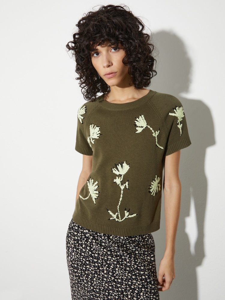 Strick-T-Shirt mit Blumenstickerei - MAX&Co.