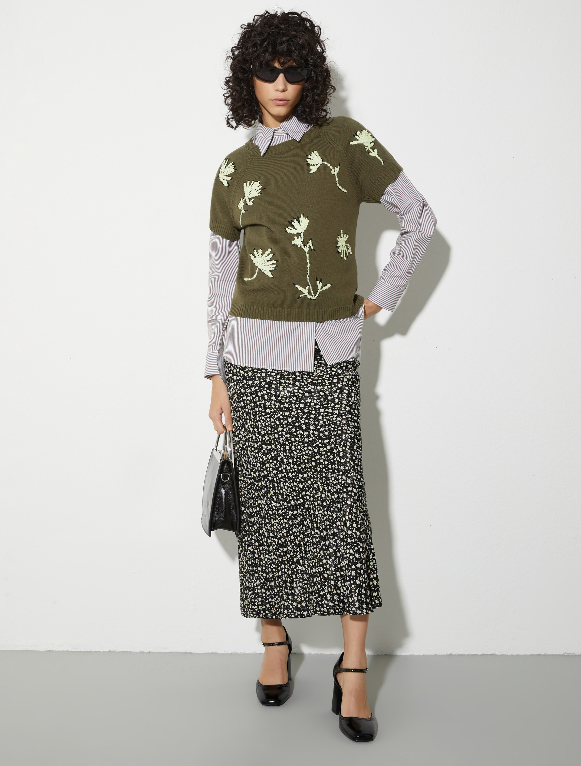 Embroidered knit T-shirt, kaki | MAX&Co. Embroidered knit T-shirt - KAKI - MAX&Co. - 4