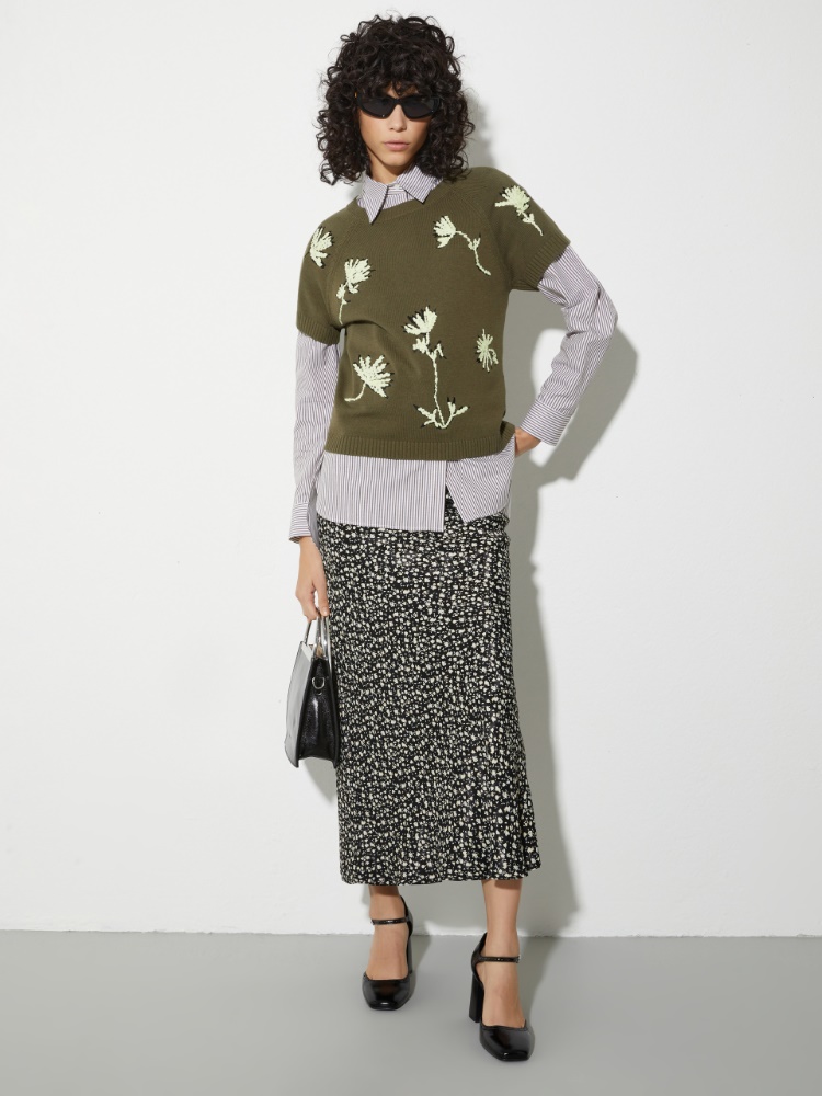 Strick-T-Shirt mit Blumenstickerei - MAX&Co. - 4