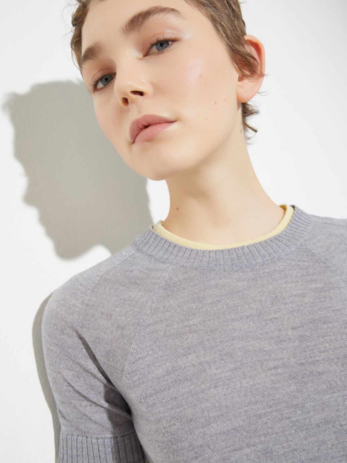 Pure merino wool T-shirt - MELANGE GREY - MAX&Co. - 3