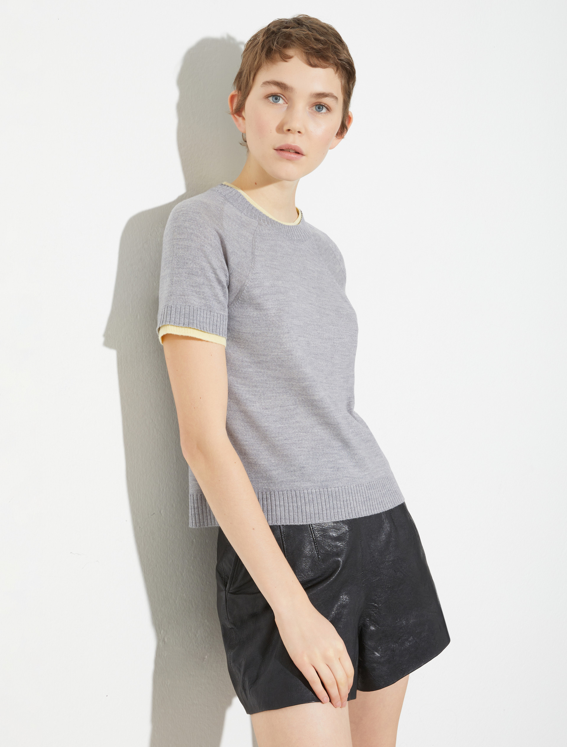 Pure merino wool T-shirt, melange grey | MAX&Co. Pure merino wool T-shirt - MELANGE GREY - MAX&Co.