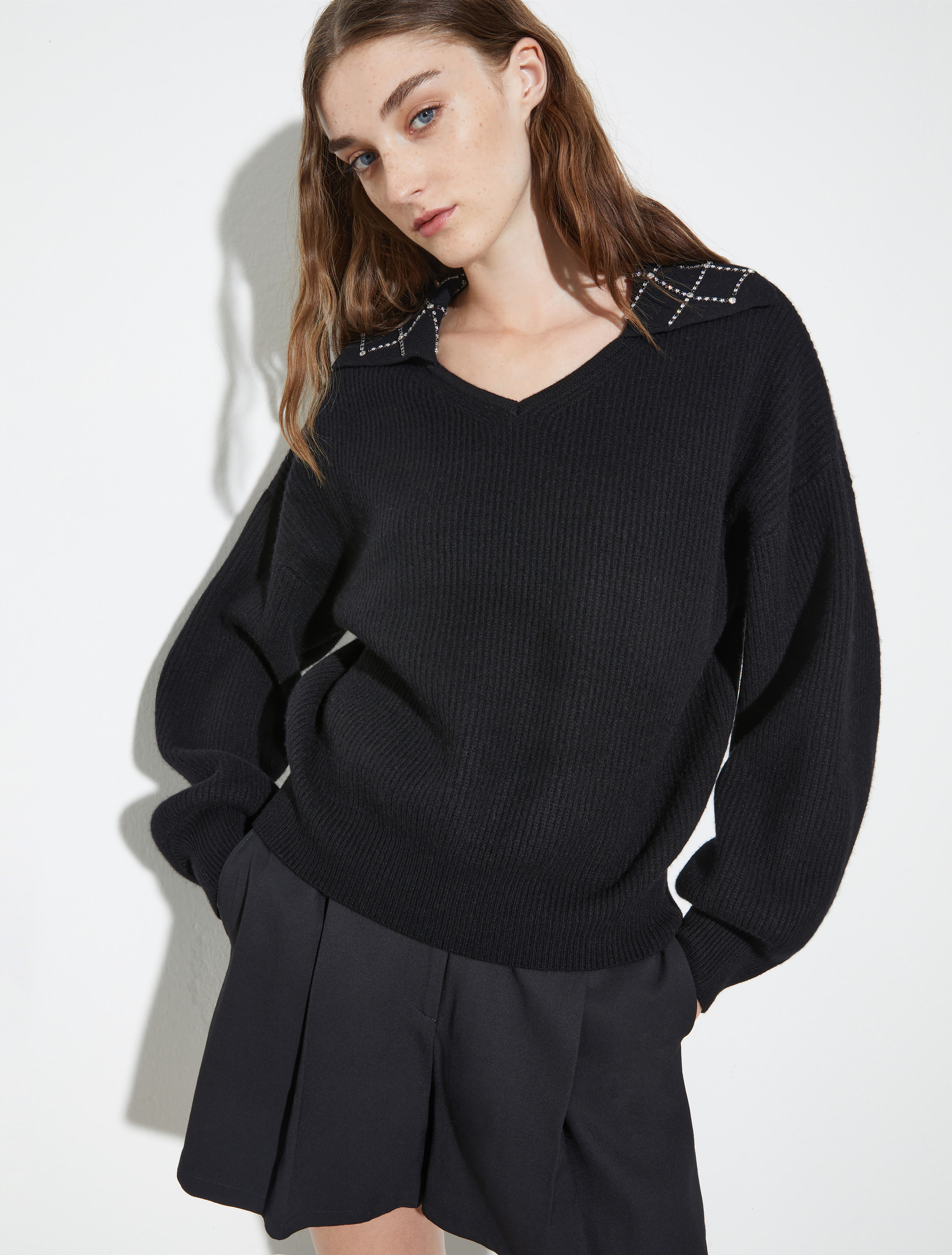 Pull avec broderies bijoux, noir | MAX&Co. Pull avec broderies bijoux - NOIR - MAX&Co.