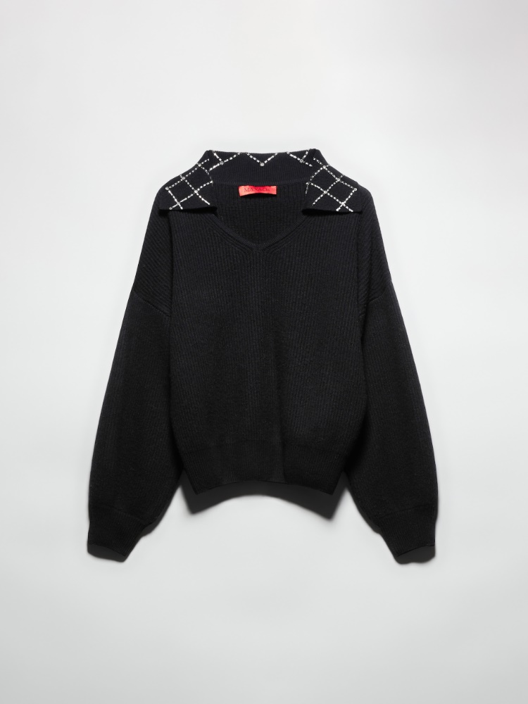 Rhinestone-embellished jumper - BLACK - MAX&Co.