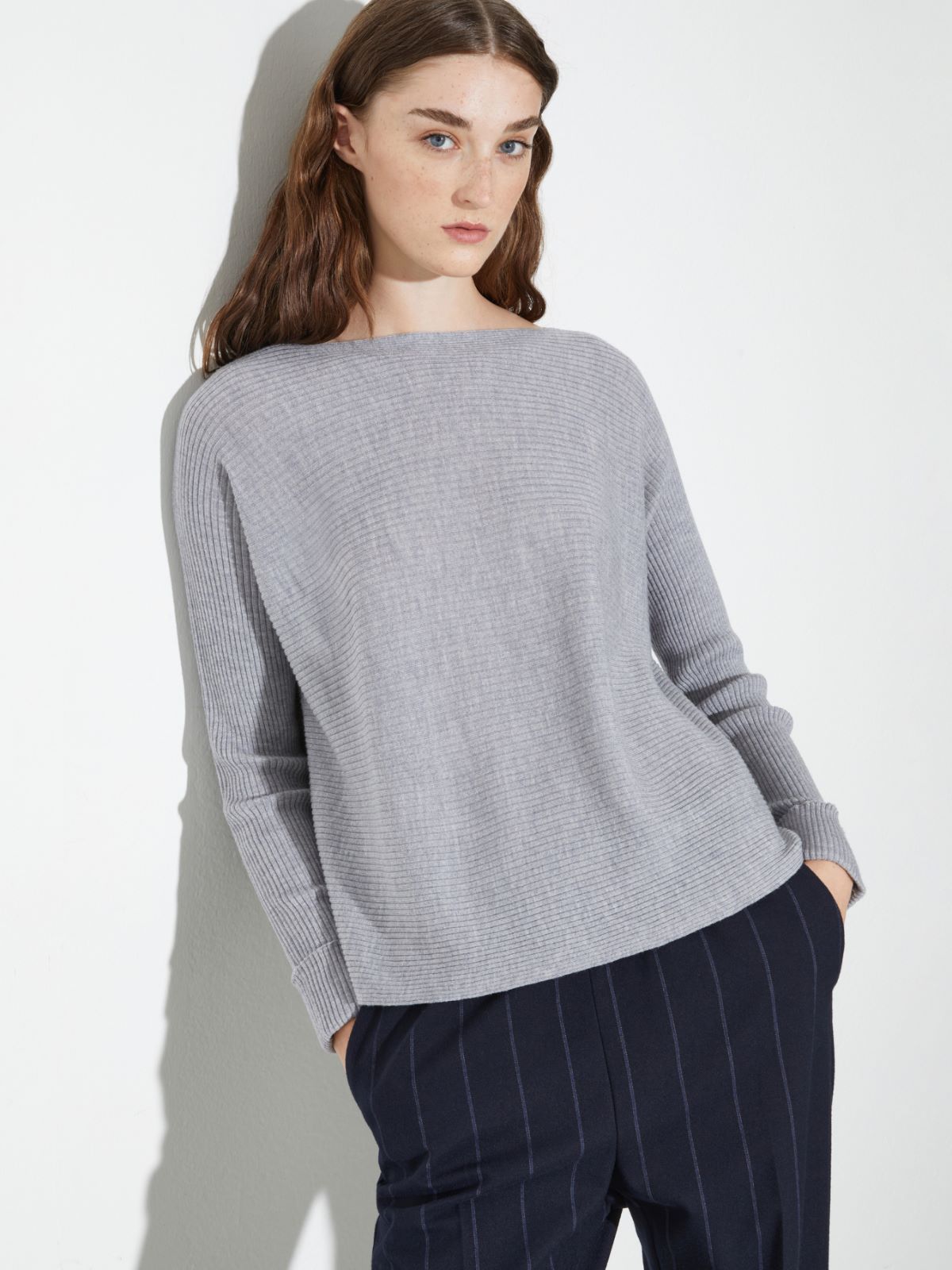 Ribbed merino wool jumper - MELANGE GREY - MAX&Co.