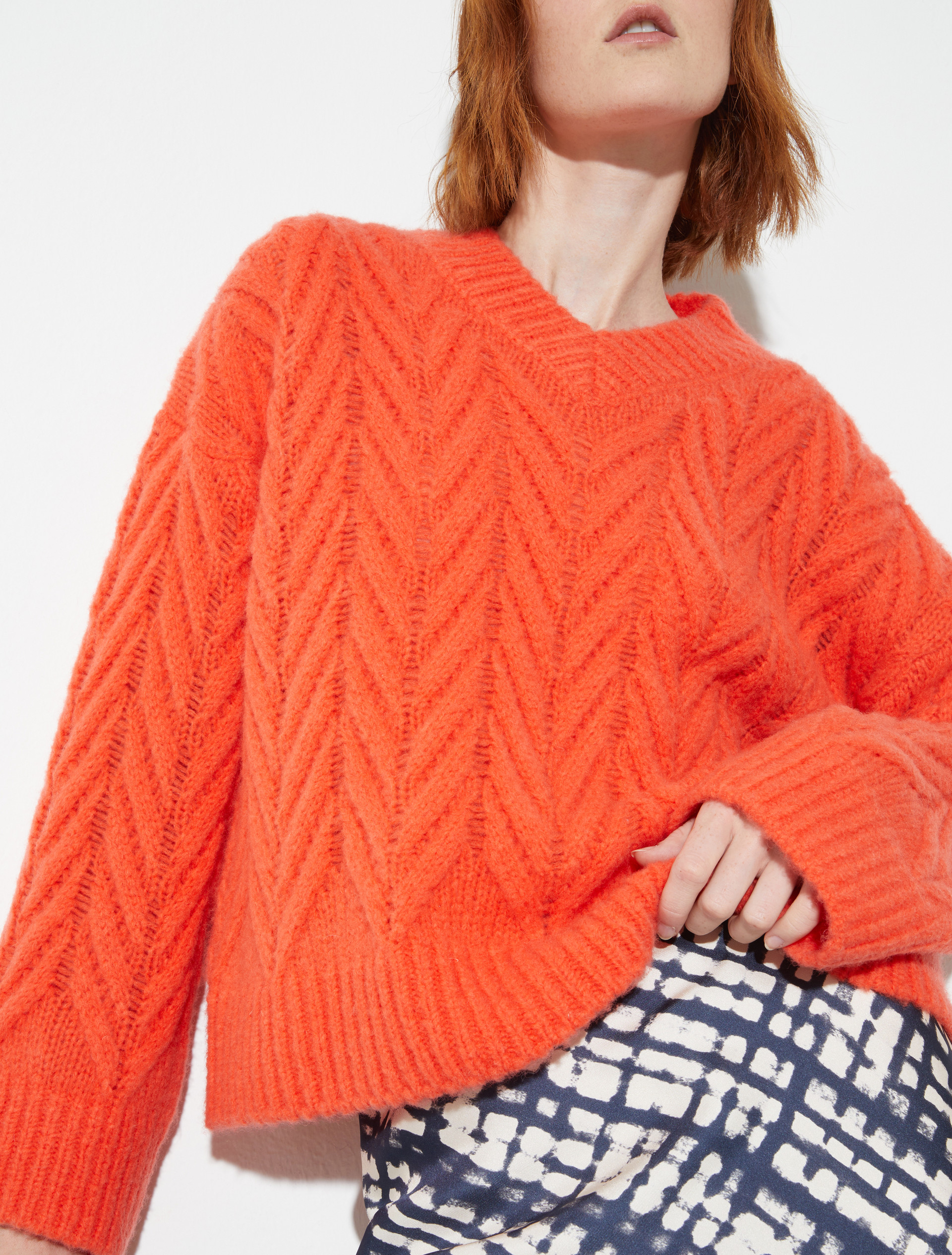 Jersey esponjoso con motivo chevrón, naranja | MAX&Co. Jersey esponjoso con motivo chevrón - NARANJA - MAX&Co. - 3