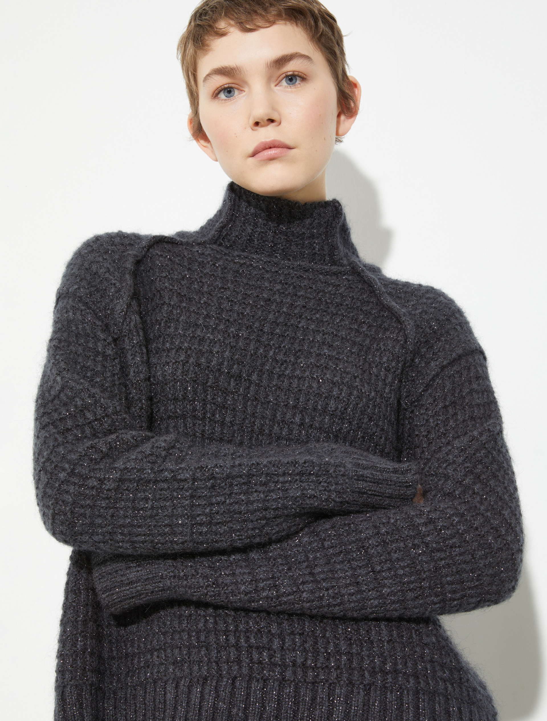Lurex waffle-knit jumper - DARK GREY - MAX&Co. - 3