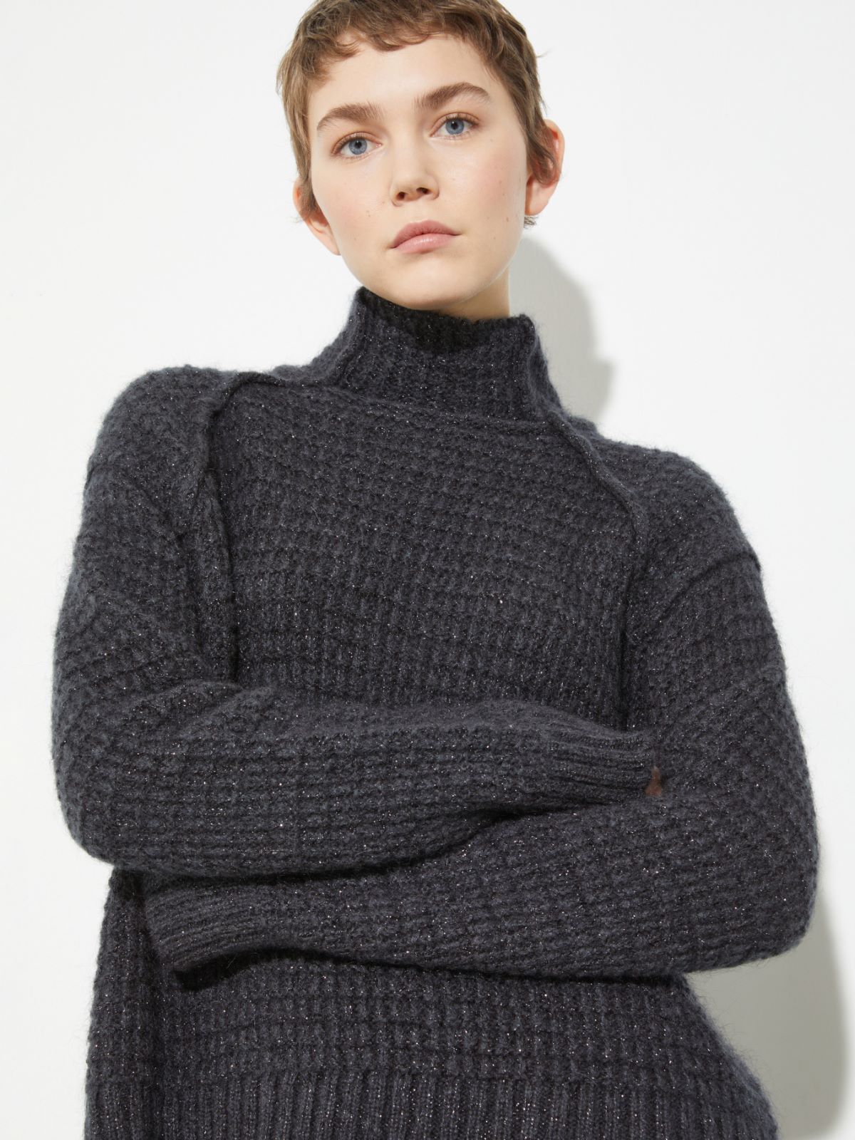 Lurex waffle-knit jumper - DARK GREY - MAX&Co. - 3