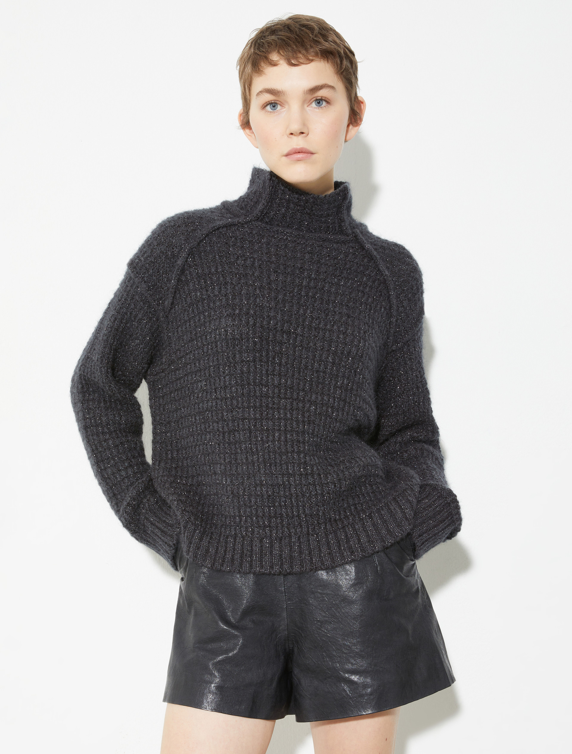 Lurex waffle-knit jumper - DARK GREY - MAX&Co.