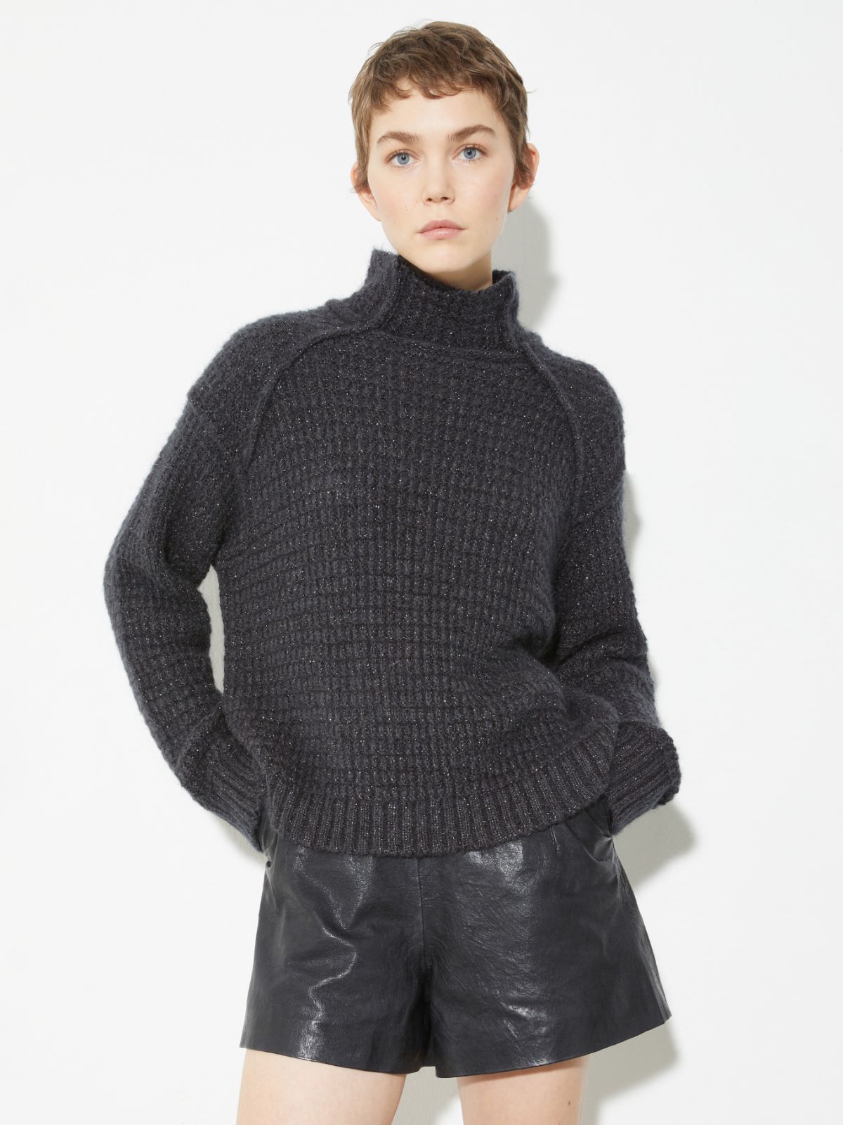 Lurex waffle-knit jumper - DARK GREY - MAX&Co.