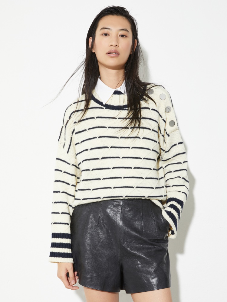 Diamond-knit striped jumper - MILK - MAX&Co.