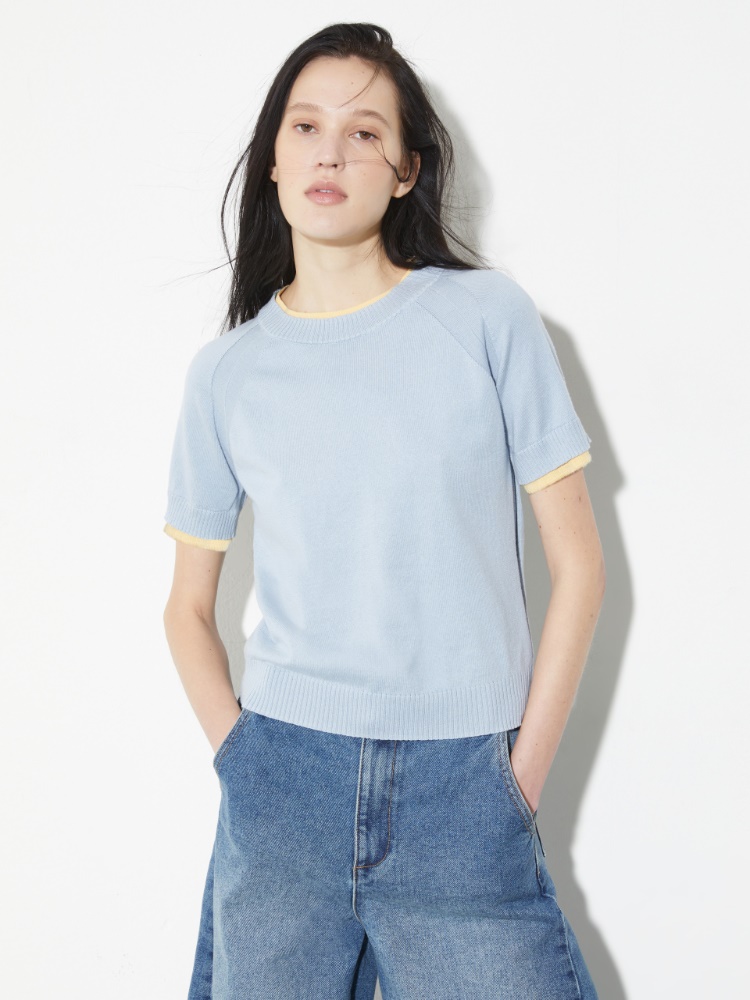 Cotton and cashmere T-shirt - LIGHT BLUE - MAX&Co.