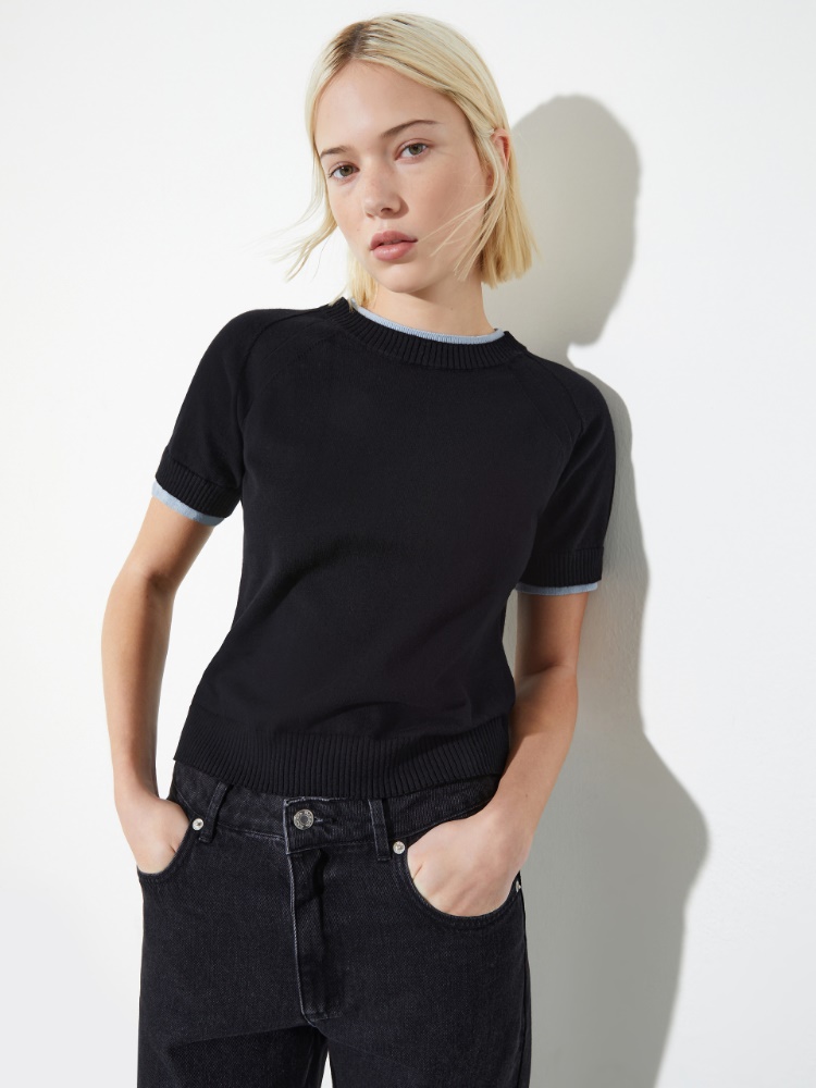 Cotton and cashmere T-shirt - BLACK - MAX&Co.