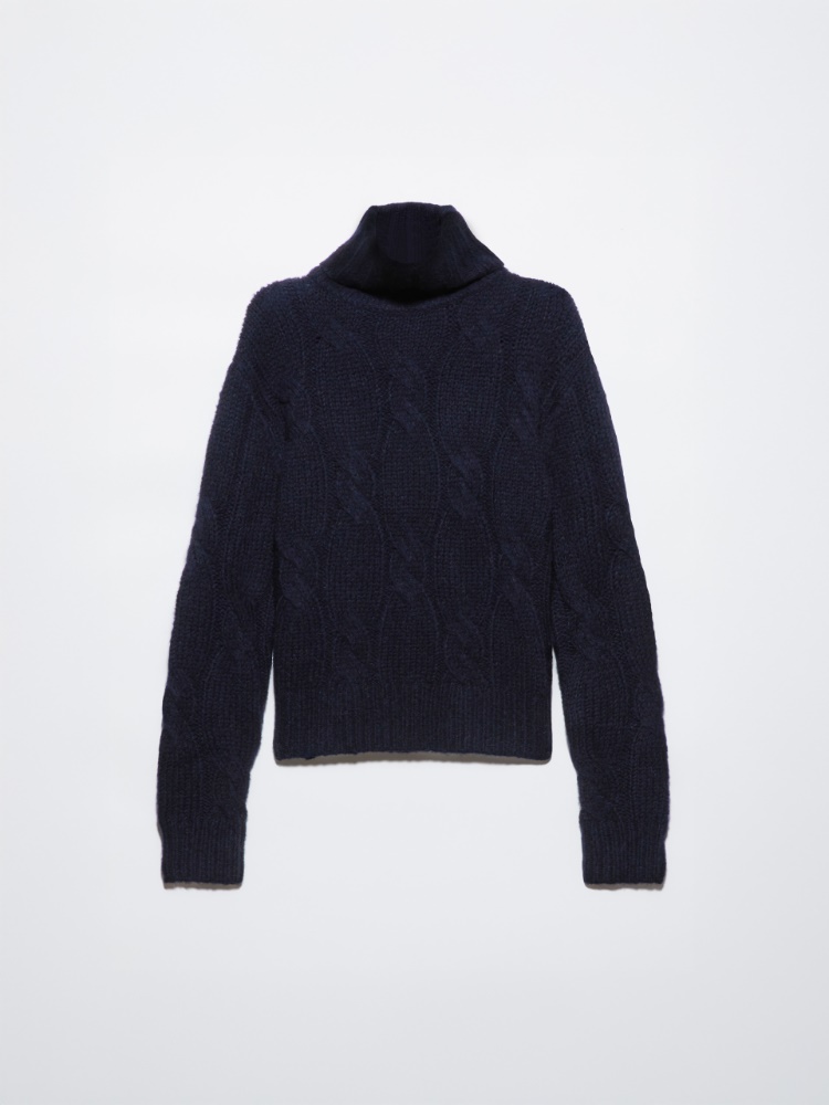 Flauschiger Pullover mit Zopfmuster - BLAU - MAX&Co.