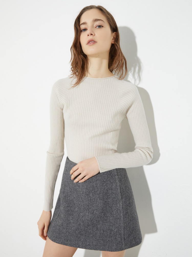 Jersey ajustado de lana pura - HIELO - MAX&Co.