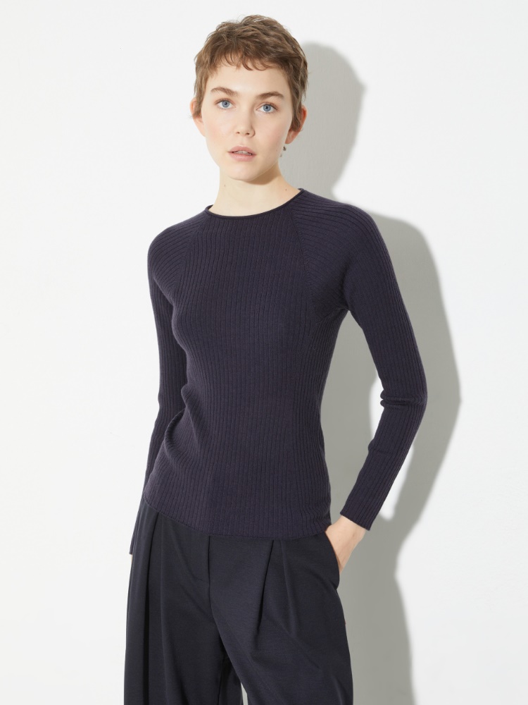 Jersey ajustado de lana pura - AZUL - MAX&Co.