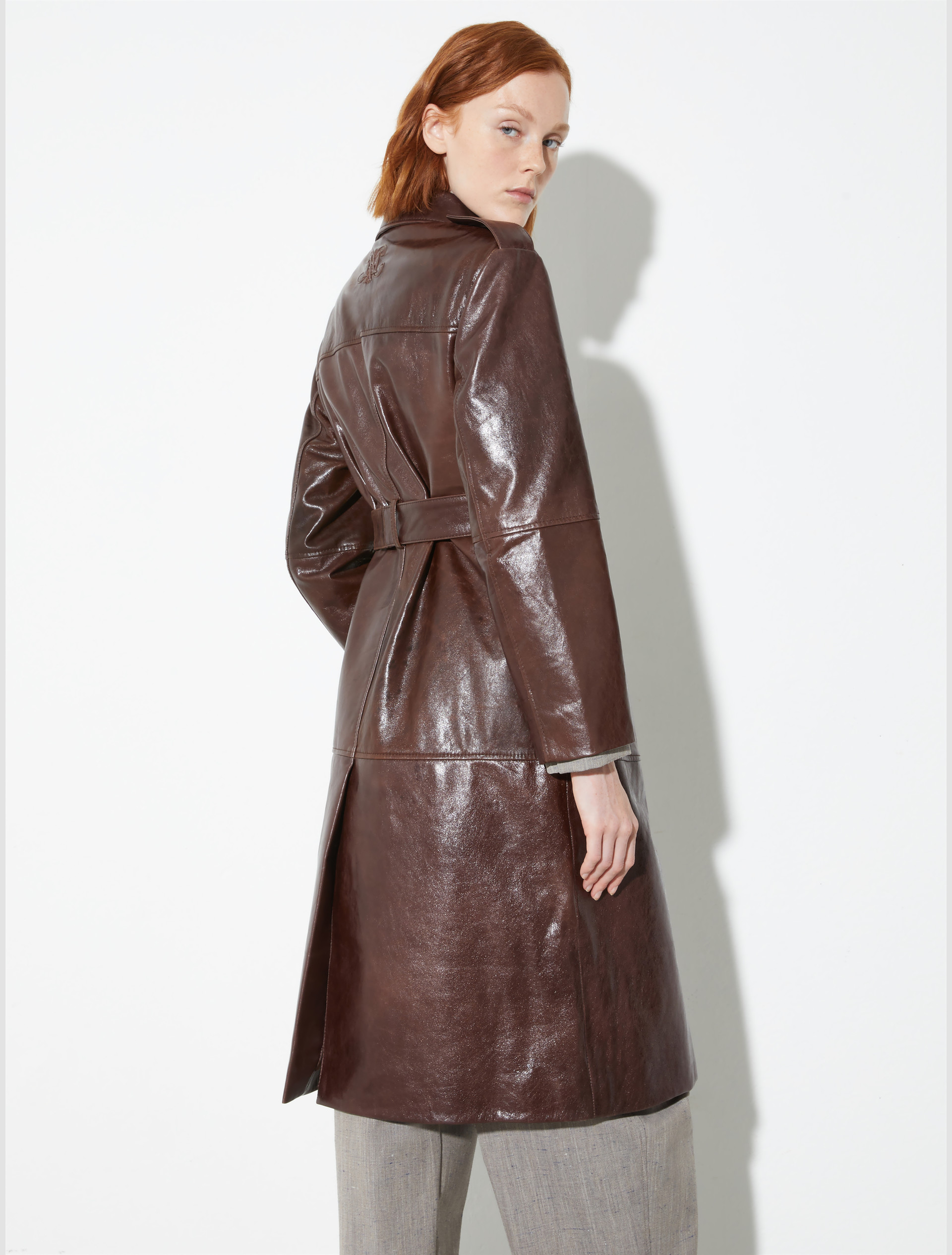 Leather trench coat, brown | MAX&Co. Leather trench coat - BROWN - MAX&Co. - 2