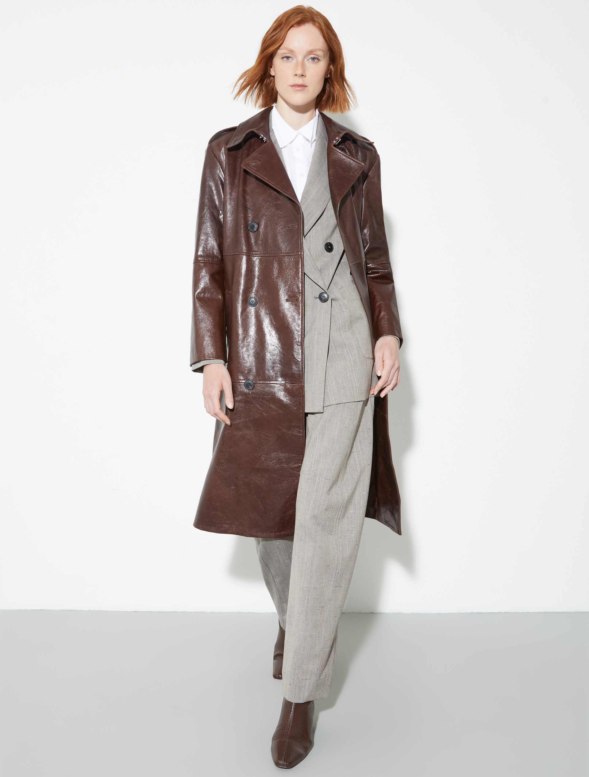 Leather trench coat, brown | MAX&Co. Leather trench coat - BROWN - MAX&Co. - 6