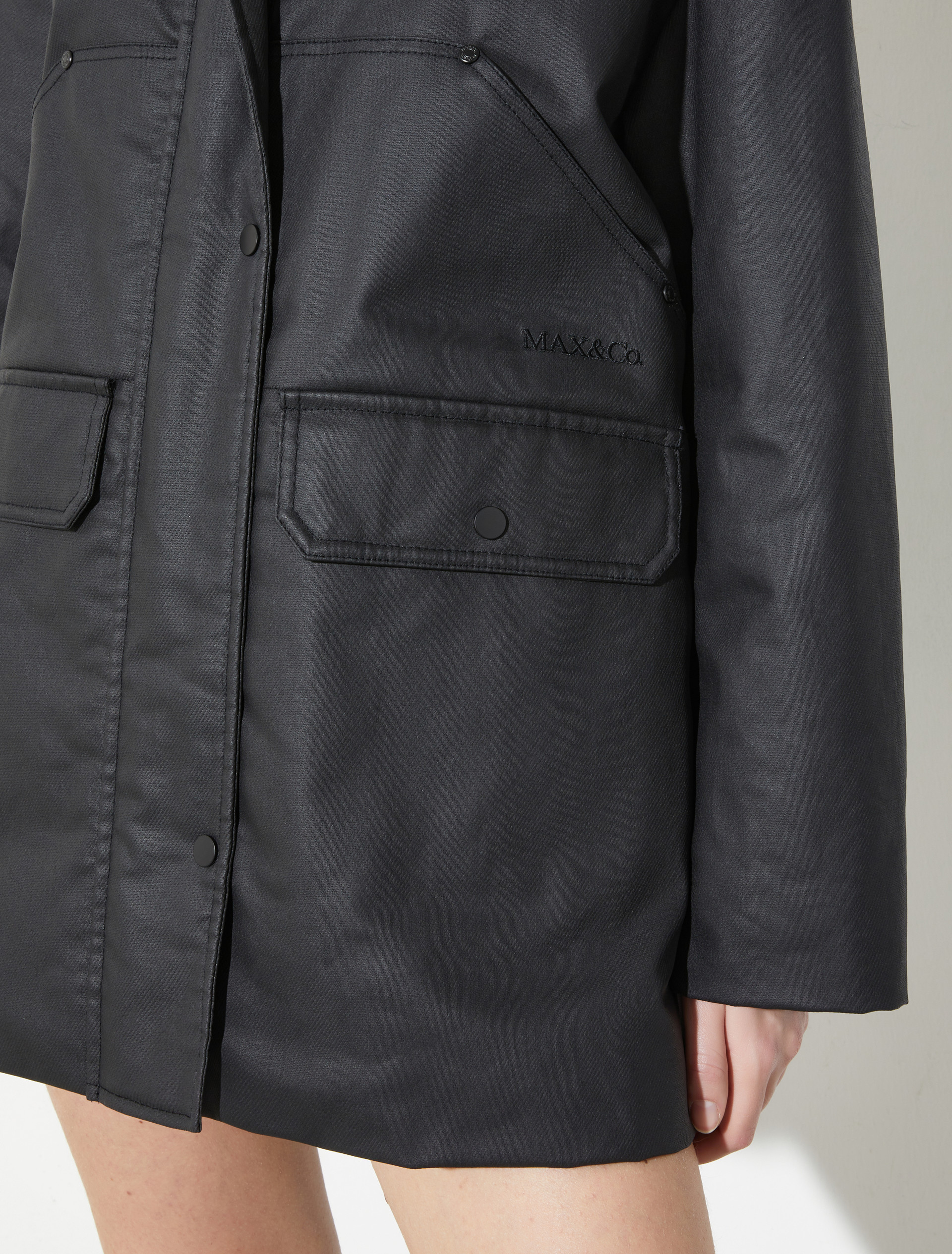 Padded coated-gabardine jacket, black | MAX&Co. Padded coated-gabardine jacket - BLACK - MAX&Co. - 3