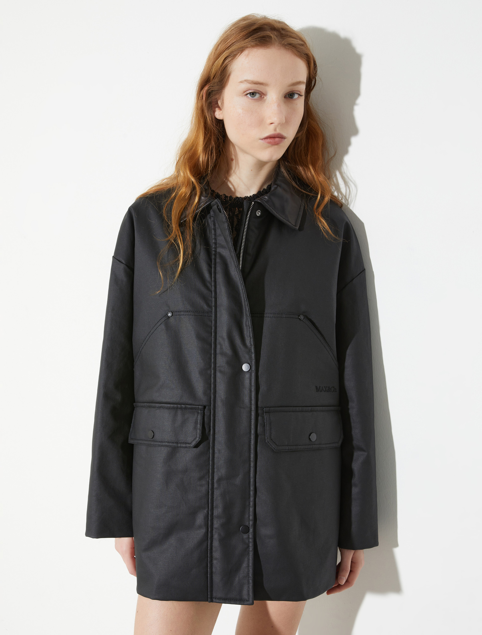 Padded coated-gabardine jacket, black | MAX&Co. Padded coated-gabardine jacket - BLACK - MAX&Co.
