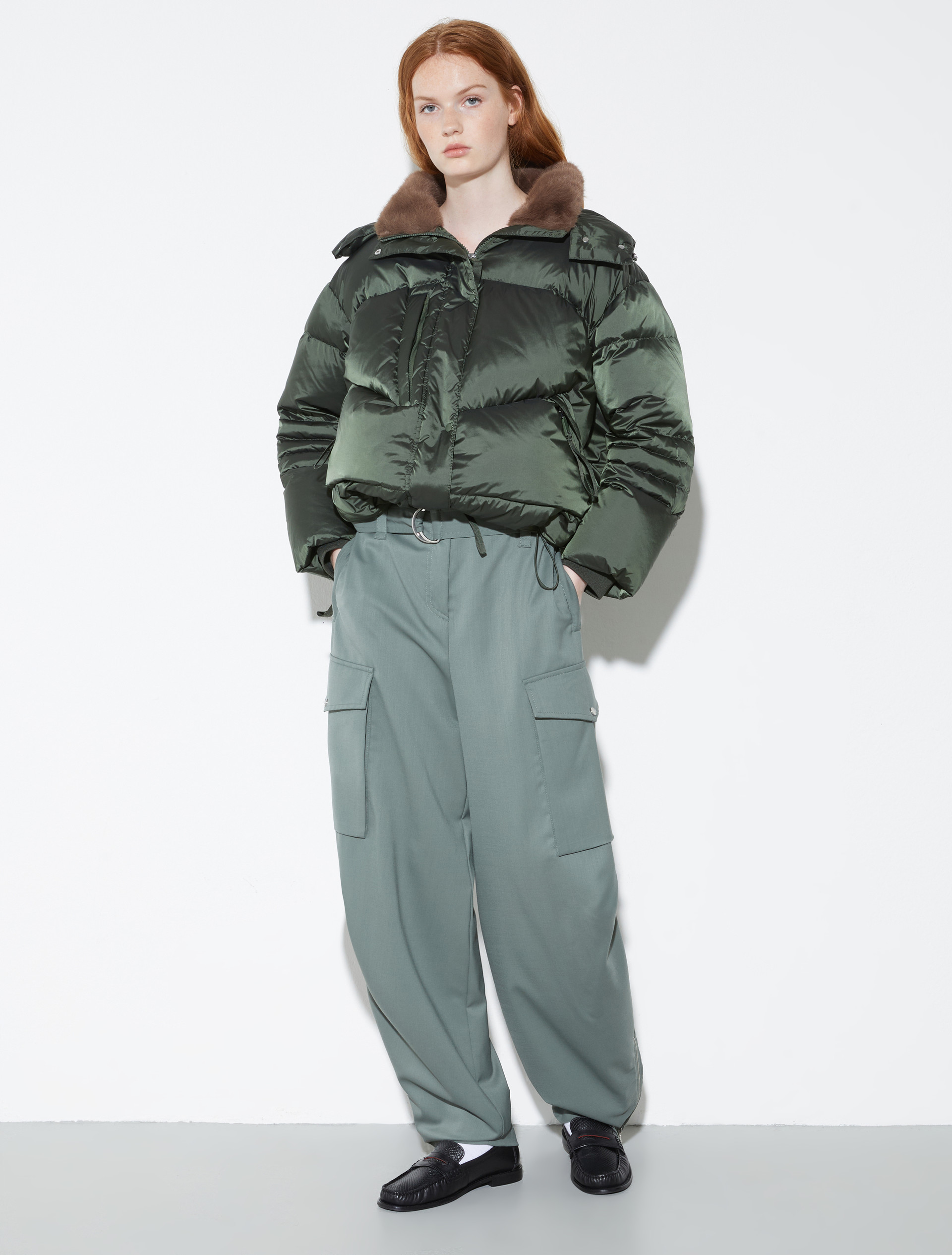 Oversized hooded down jacket, green | MAX&Co. Oversized hooded down jacket - GREEN - MAX&Co. - 4