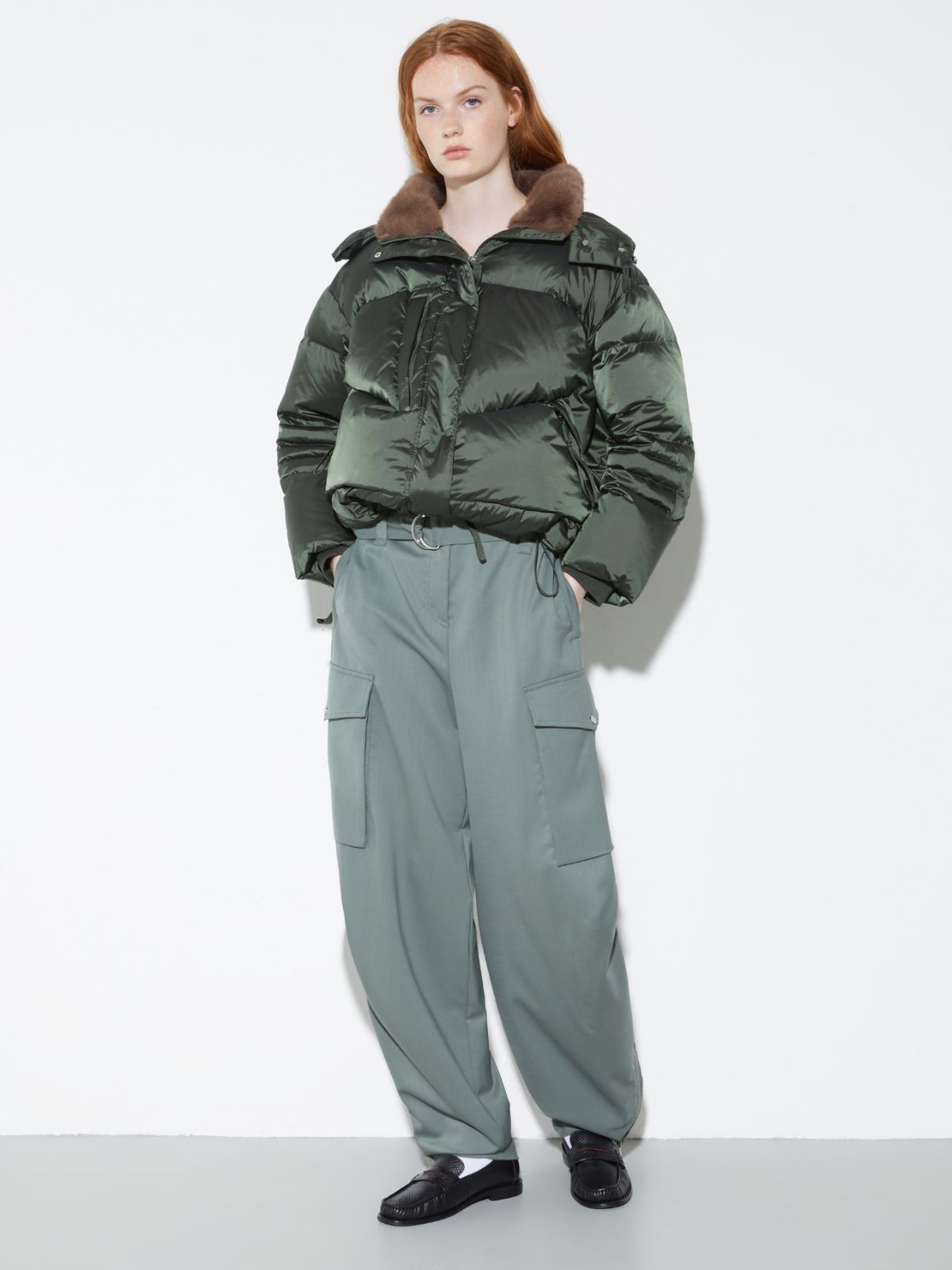 Oversized hooded down jacket - GREEN - MAX&Co. - 4