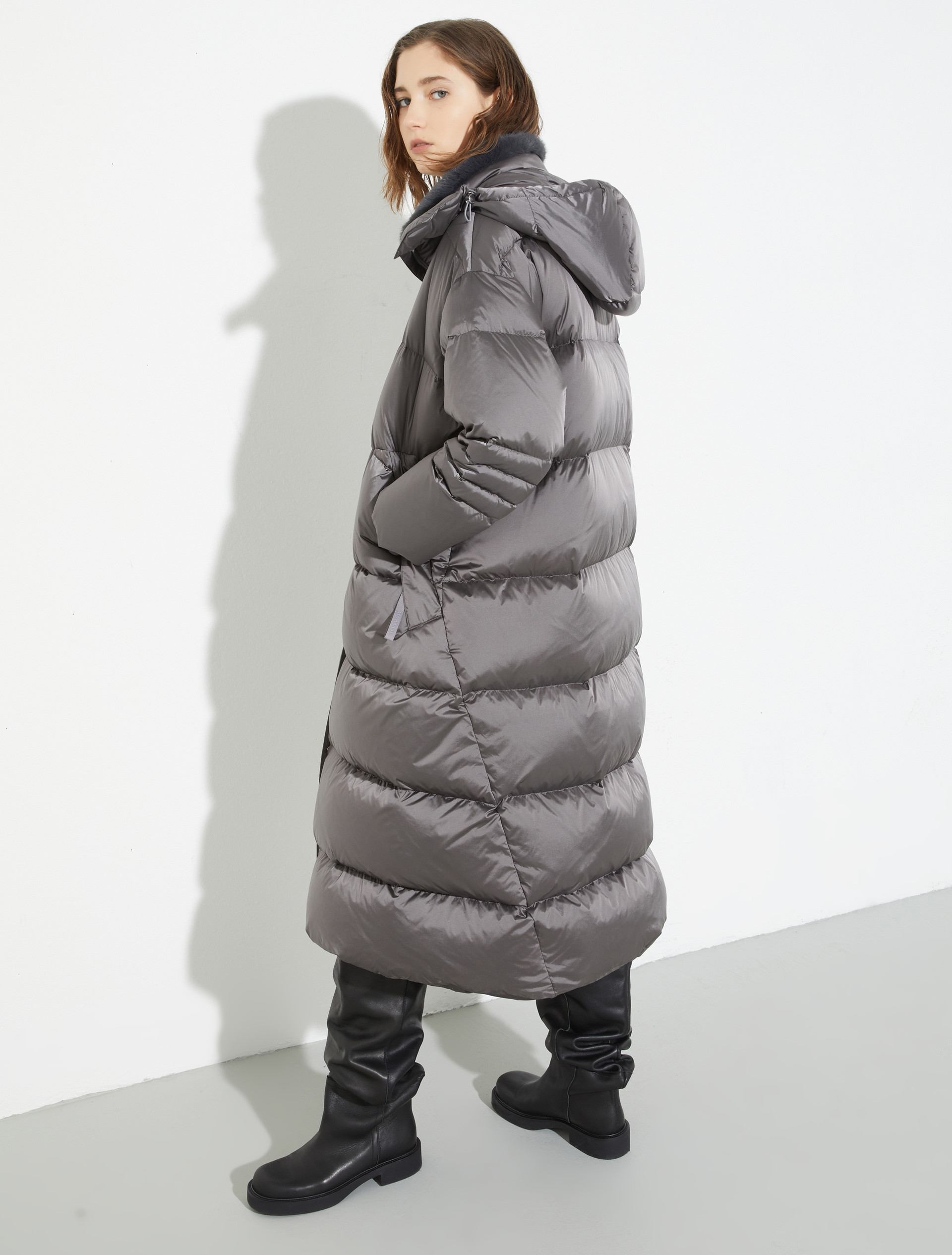 Padded hooded down coat - GREY - MAX&Co. - 2