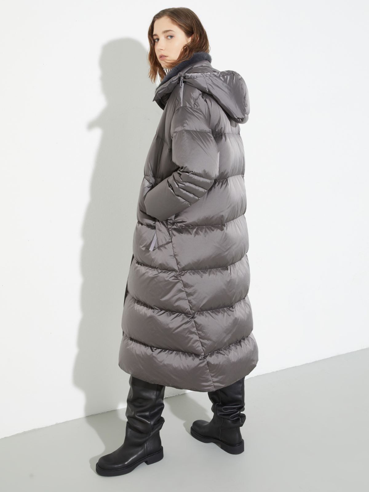 Padded hooded down coat - GREY - MAX&Co. - 2