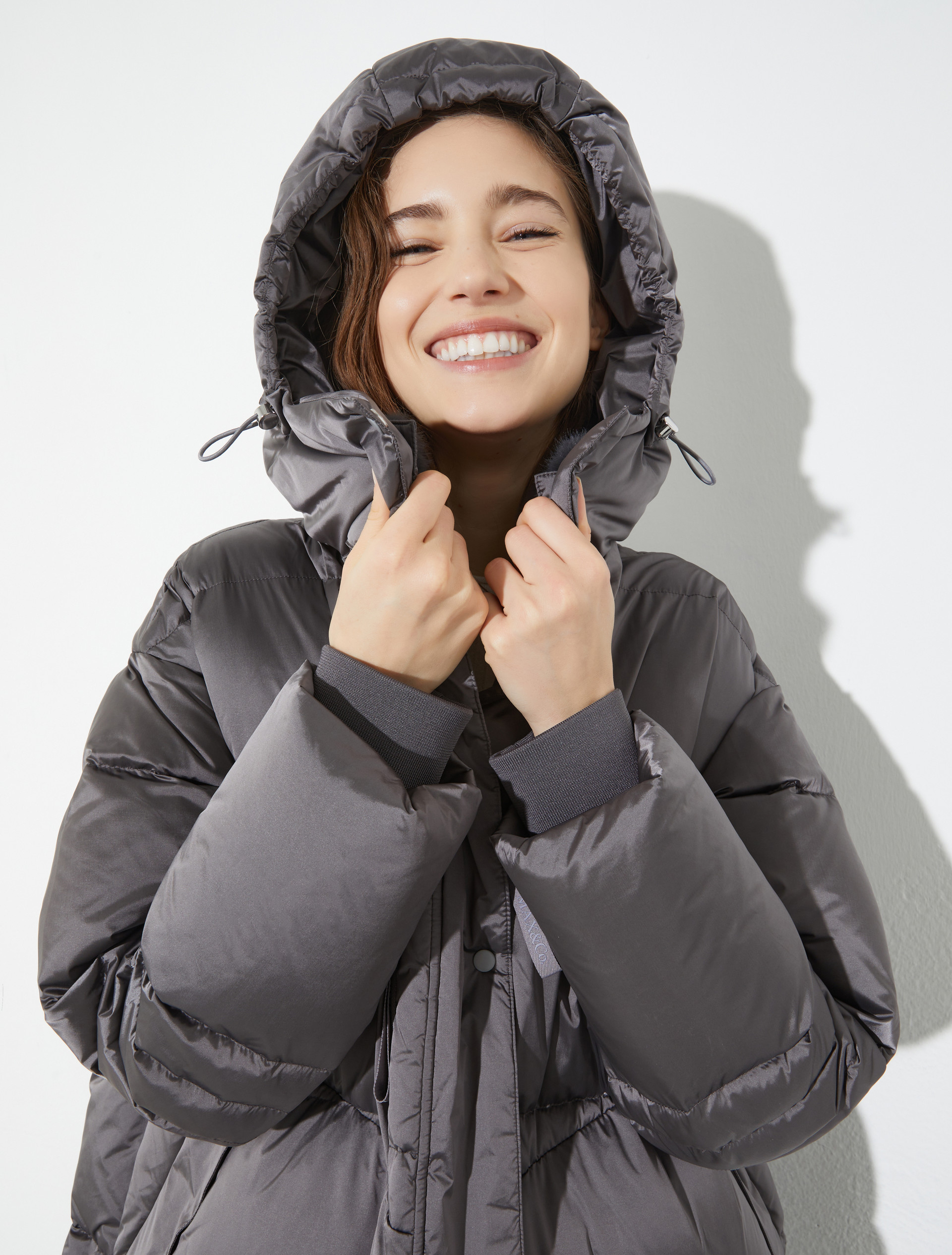 Padded hooded down coat - GREY - MAX&Co. - 3