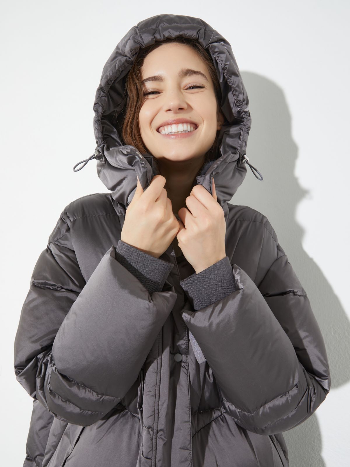 Padded hooded down coat - GREY - MAX&Co. - 3