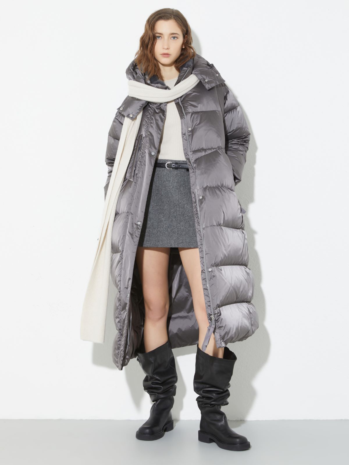 Padded hooded down coat - GREY - MAX&Co. - 4